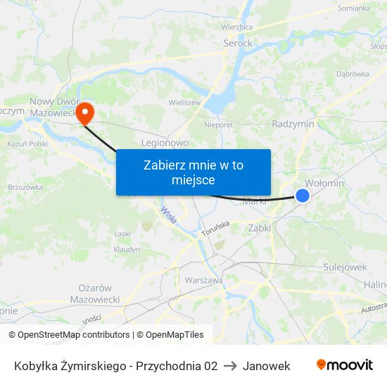 Kobyłka Żymirskiego - Przychodnia 02 to Janowek map