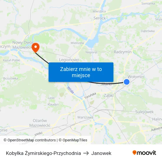 Kobyłka Żymirskiego - Przychodnia to Janowek map