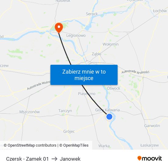 Czersk - Zamek 01 to Janowek map