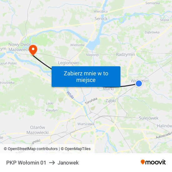 PKP Wołomin 01 to Janowek map