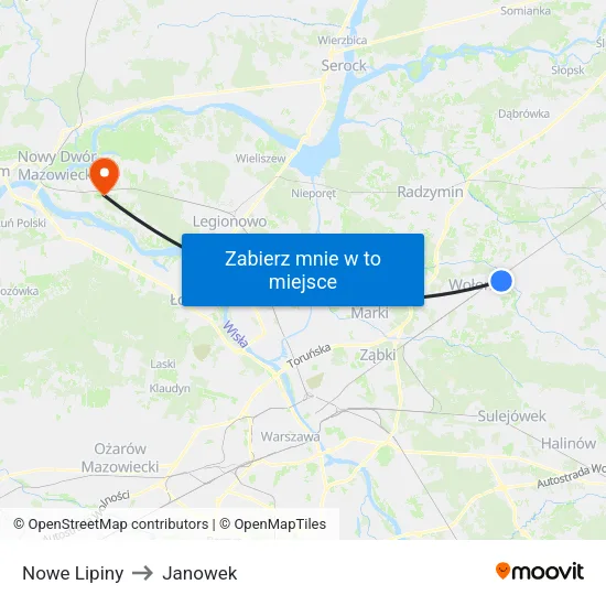 Nowe Lipiny to Janowek map