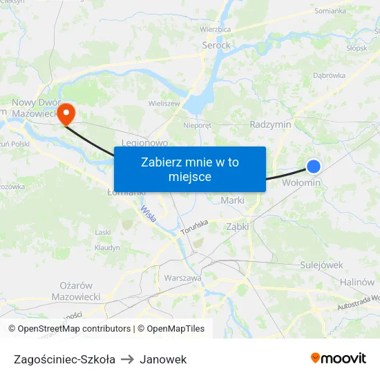 Zagościniec - Szkoła to Janowek map