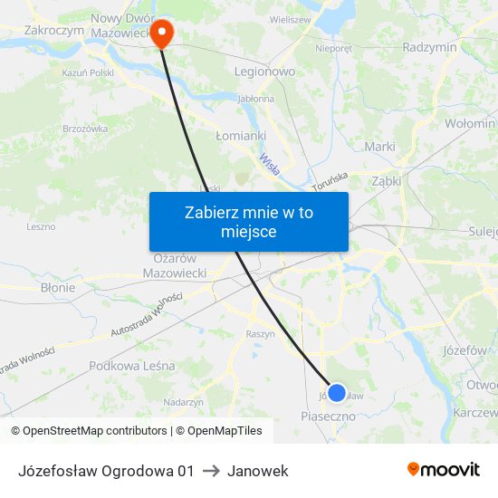 Józefosław Ogrodowa 01 to Janowek map