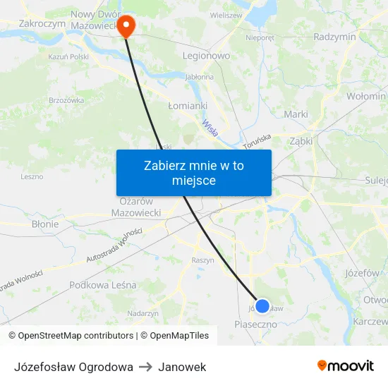 Józefosław Ogrodowa to Janowek map