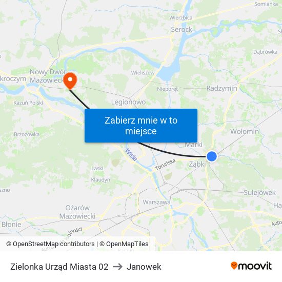 Zielonka Urząd Miasta 02 to Janowek map