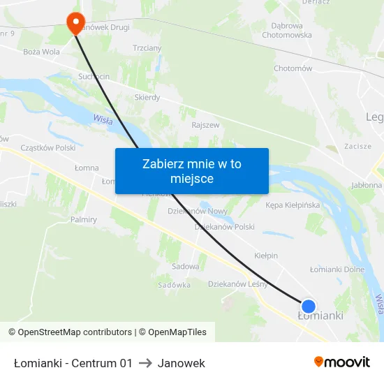 Łomianki - Centrum 01 to Janowek map