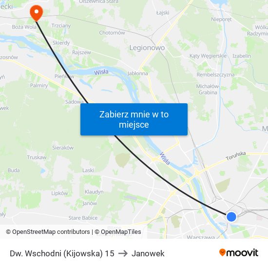 Dw. Wschodni (Kijowska) to Janowek map