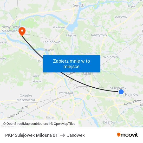 PKP Sulejówek Miłosna 01 to Janowek map