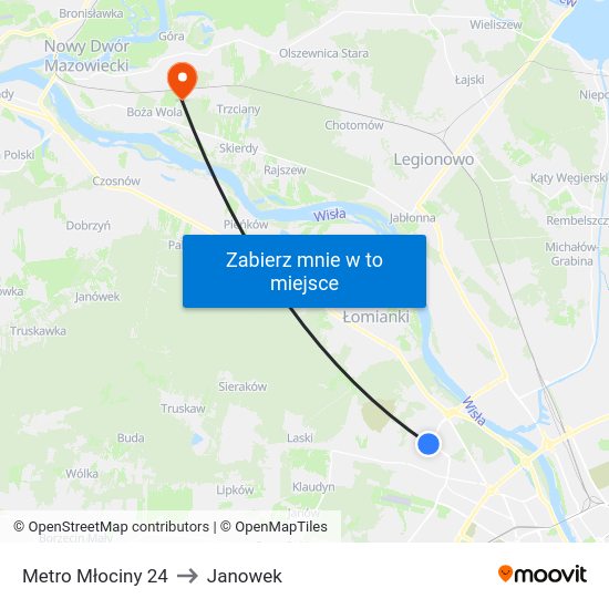 Metro Młociny 24 to Janowek map