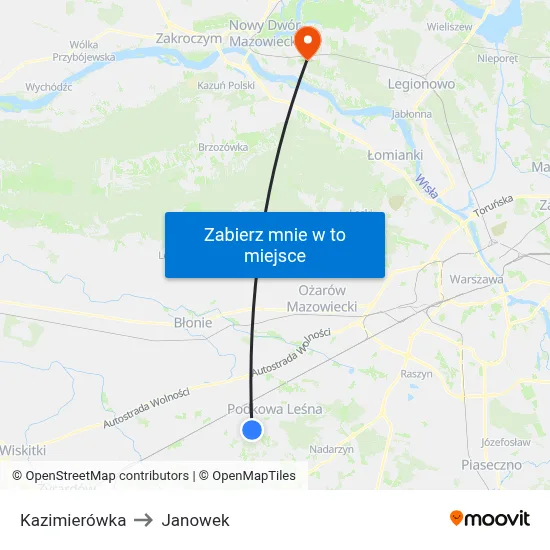 Kazimierówka to Janowek map
