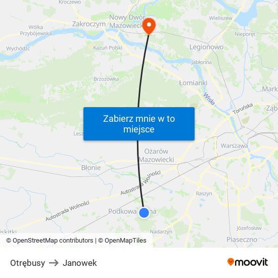 Otrębusy to Janowek map