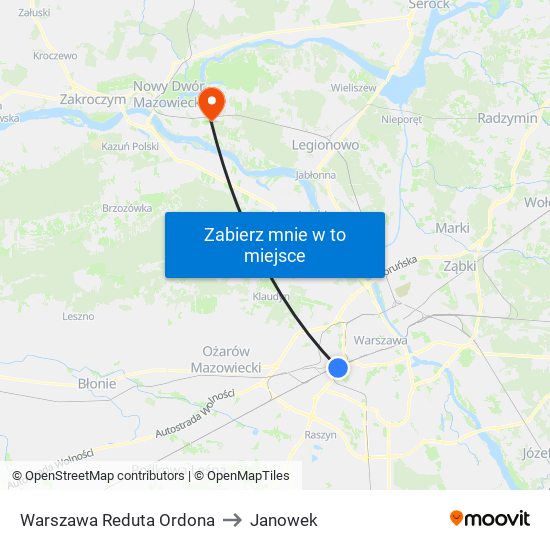Warszawa Reduta Ordona to Janowek map