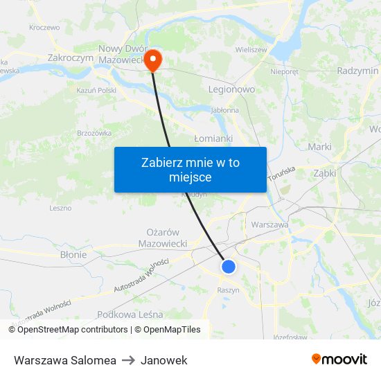 Warszawa Salomea to Janowek map