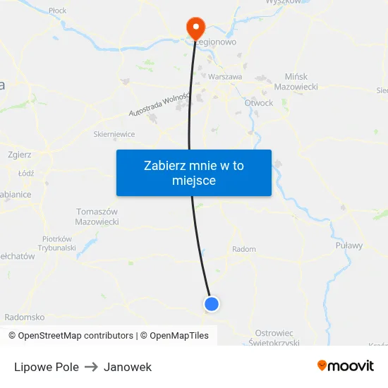 Lipowe Pole to Janowek map