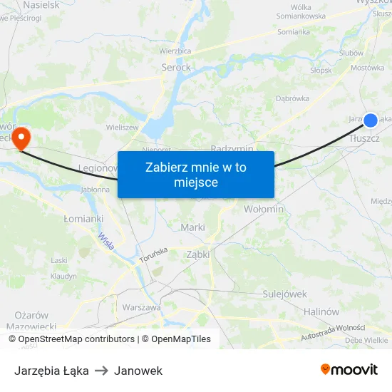 Jarzębia Łąka to Janowek map