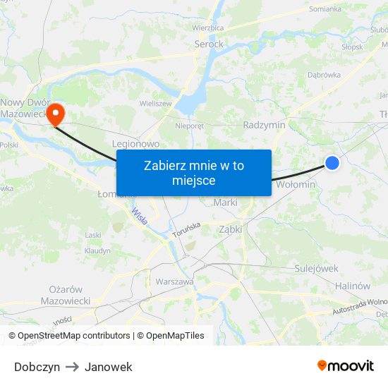 Dobczyn to Janowek map