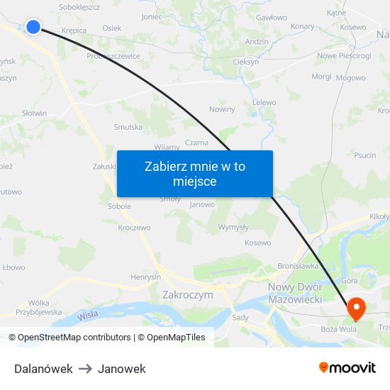 Dalanówek to Janowek map