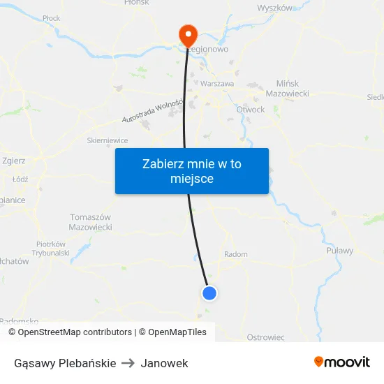 Gąsawy Plebańskie to Janowek map