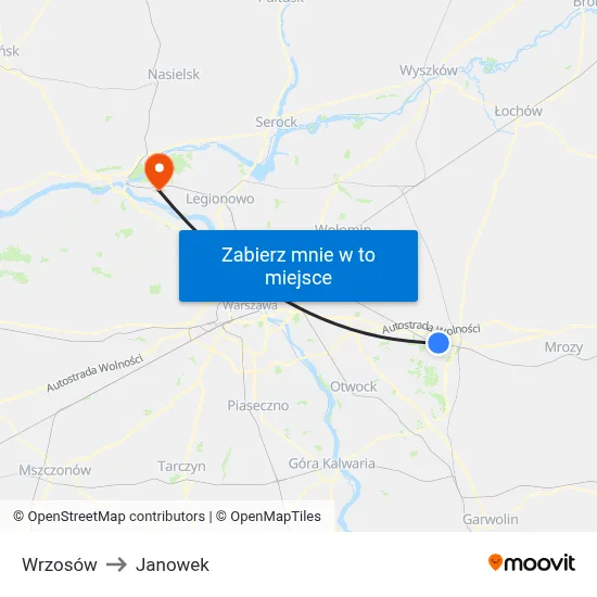 Wrzosów to Janowek map