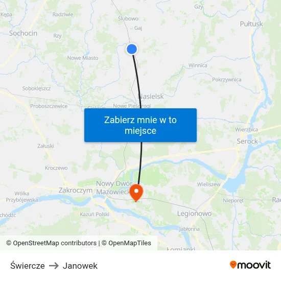 Świercze to Janowek map