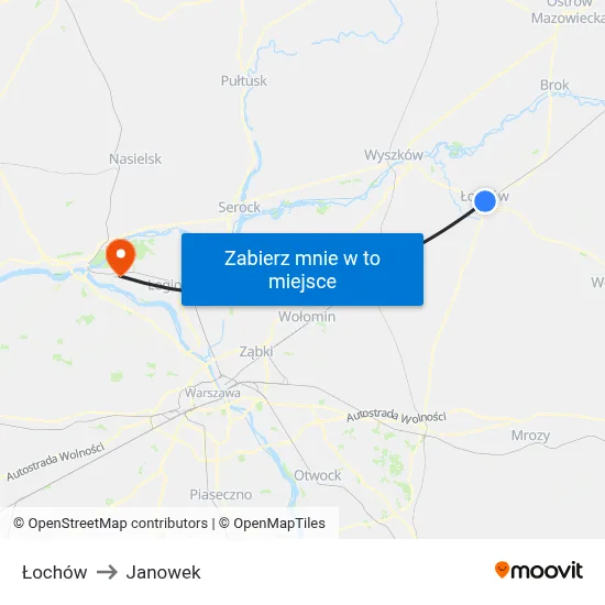 Łochów to Janowek map