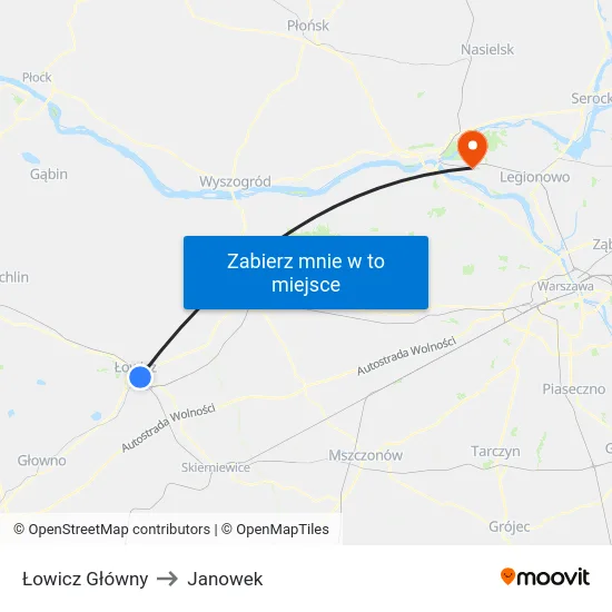 Łowicz Główny to Janowek map