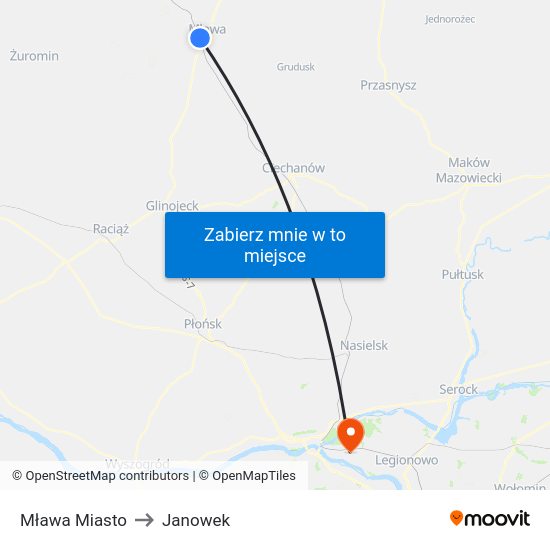 Mława Miasto to Janowek map