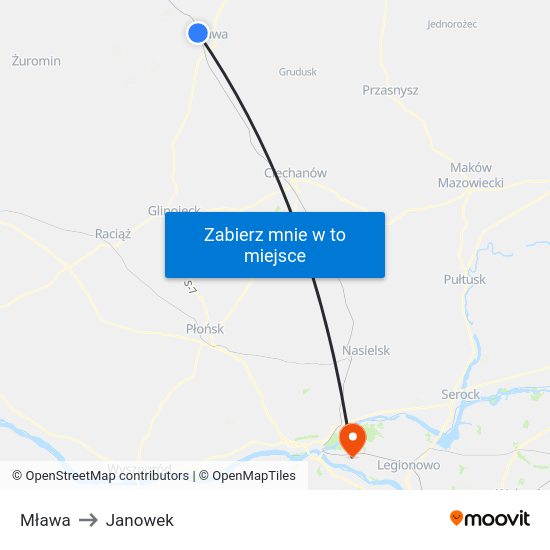 Mława to Janowek map