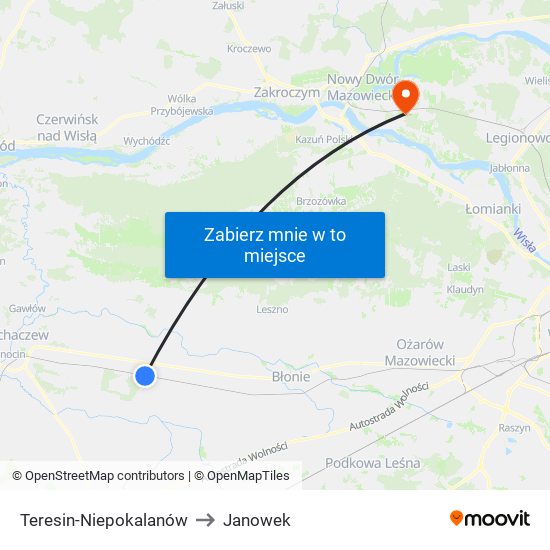 Teresin-Niepokalanów to Janowek map