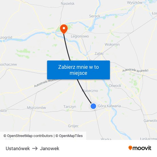 Ustanówek to Janowek map