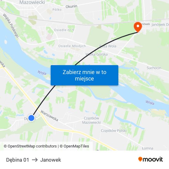 Dębina 01 to Janowek map