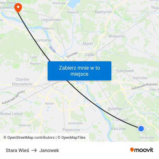 Stara Wieś to Janowek map