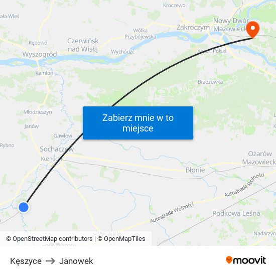 Kęszyce to Janowek map