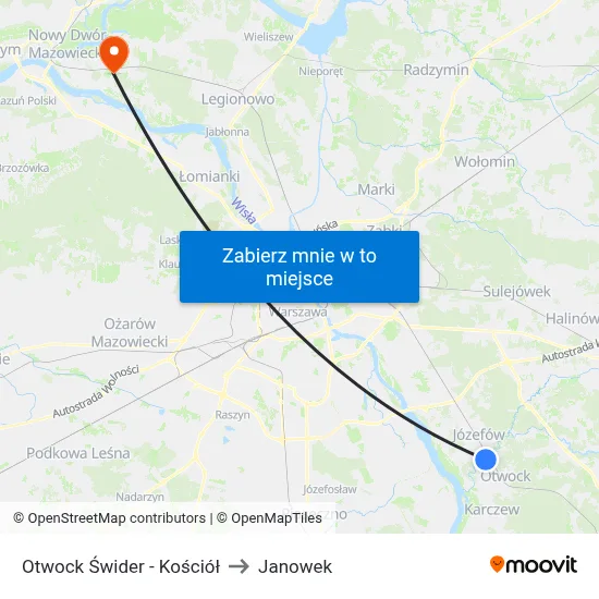 Otwock Świder - Kościół to Janowek map