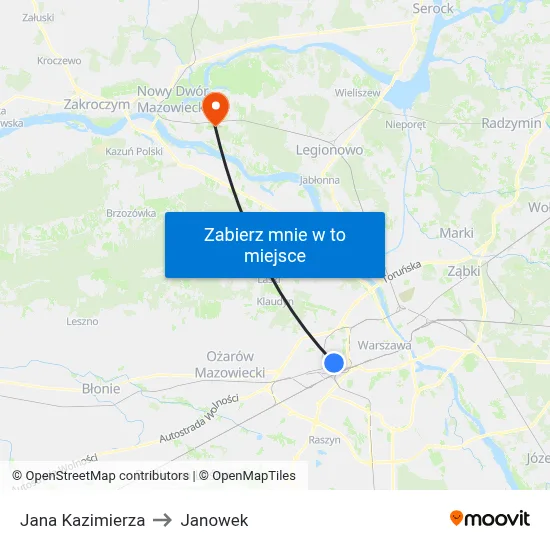 Jana Kazimierza to Janowek map