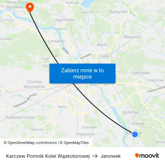 Karczew Pomnik Kolei Wąskotorowej to Janowek map