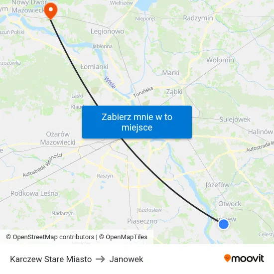 Karczew Stare Miasto to Janowek map