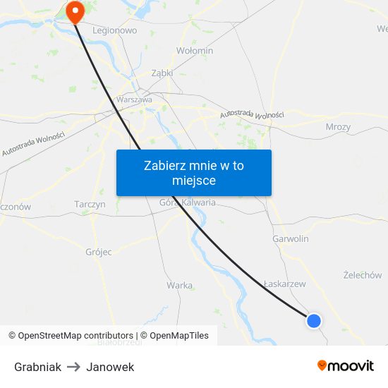 Grabniak to Janowek map