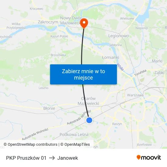 PKP Pruszków 01 to Janowek map