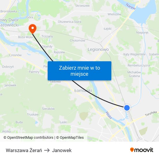 Warszawa Żerań to Janowek map