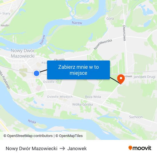 Nowy Dwór Mazowiecki to Janowek map