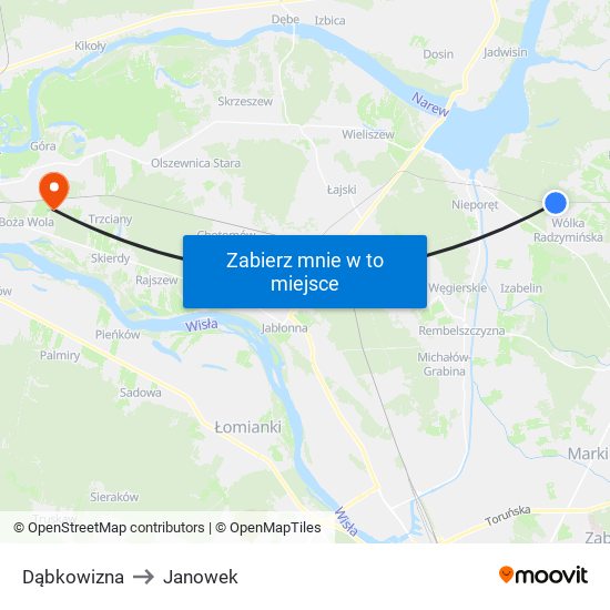 Dąbkowizna to Janowek map