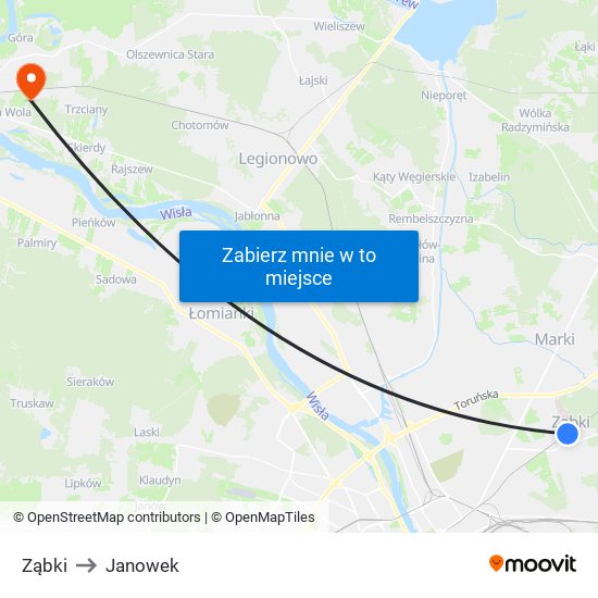 Ząbki to Janowek map