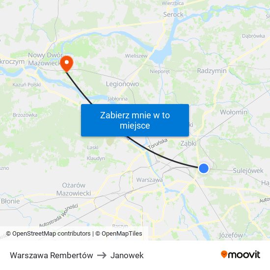 Warszawa Rembertów to Janowek map