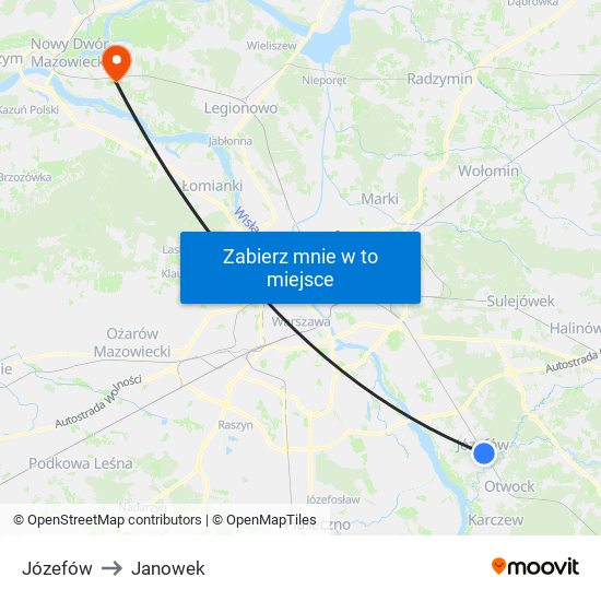 Józefów to Janowek map