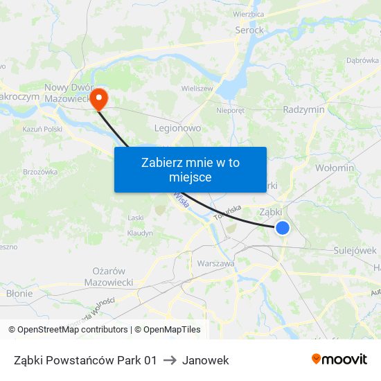 Ząbki Powstańców Park 01 to Janowek map