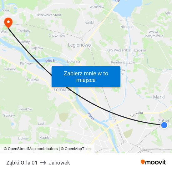 Ząbki Orla 01 to Janowek map