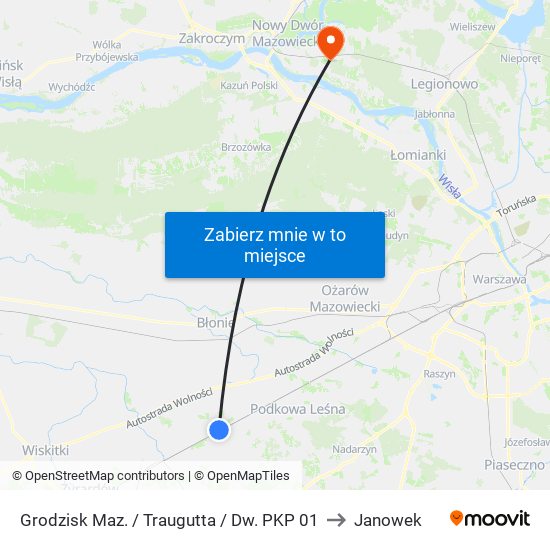 Grodzisk Maz. / Traugutta / Dw. PKP 01 to Janowek map