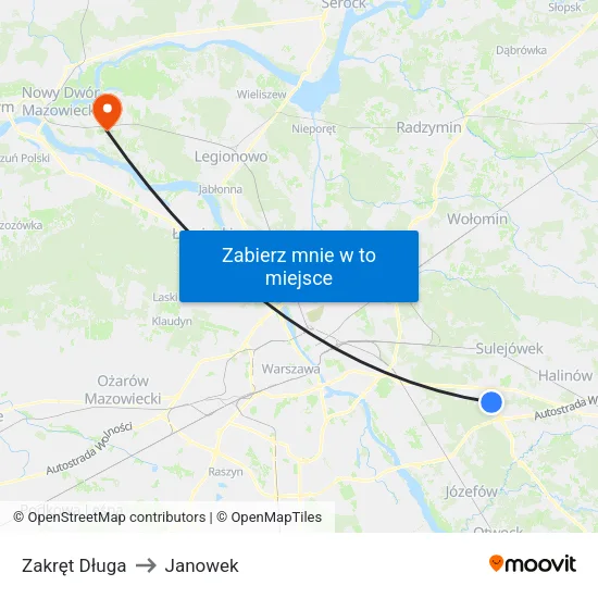 Zakręt Długa to Janowek map