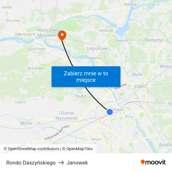 Rondo Daszyńskiego to Janowek map